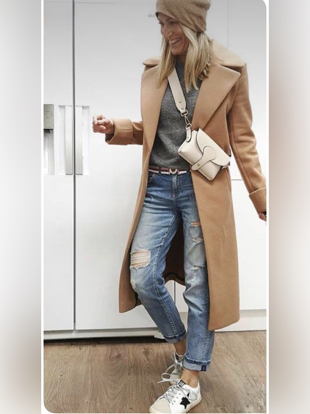 Wolf & Badger “Luca” Cream Leather Crossbody Bag